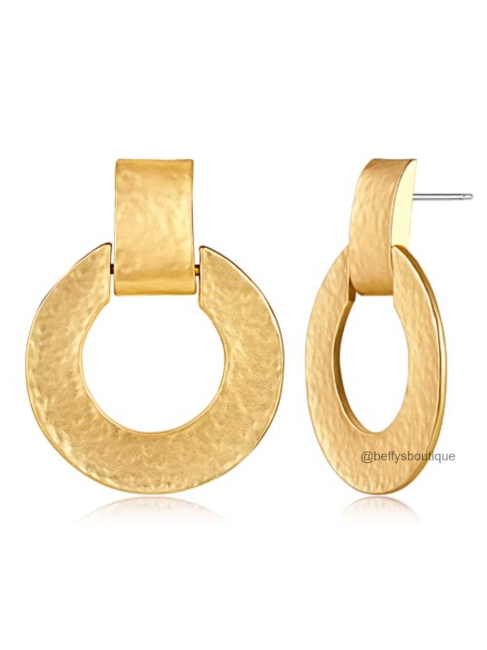 Handmade Hammered Brass Dangle Earrings Retro Statement